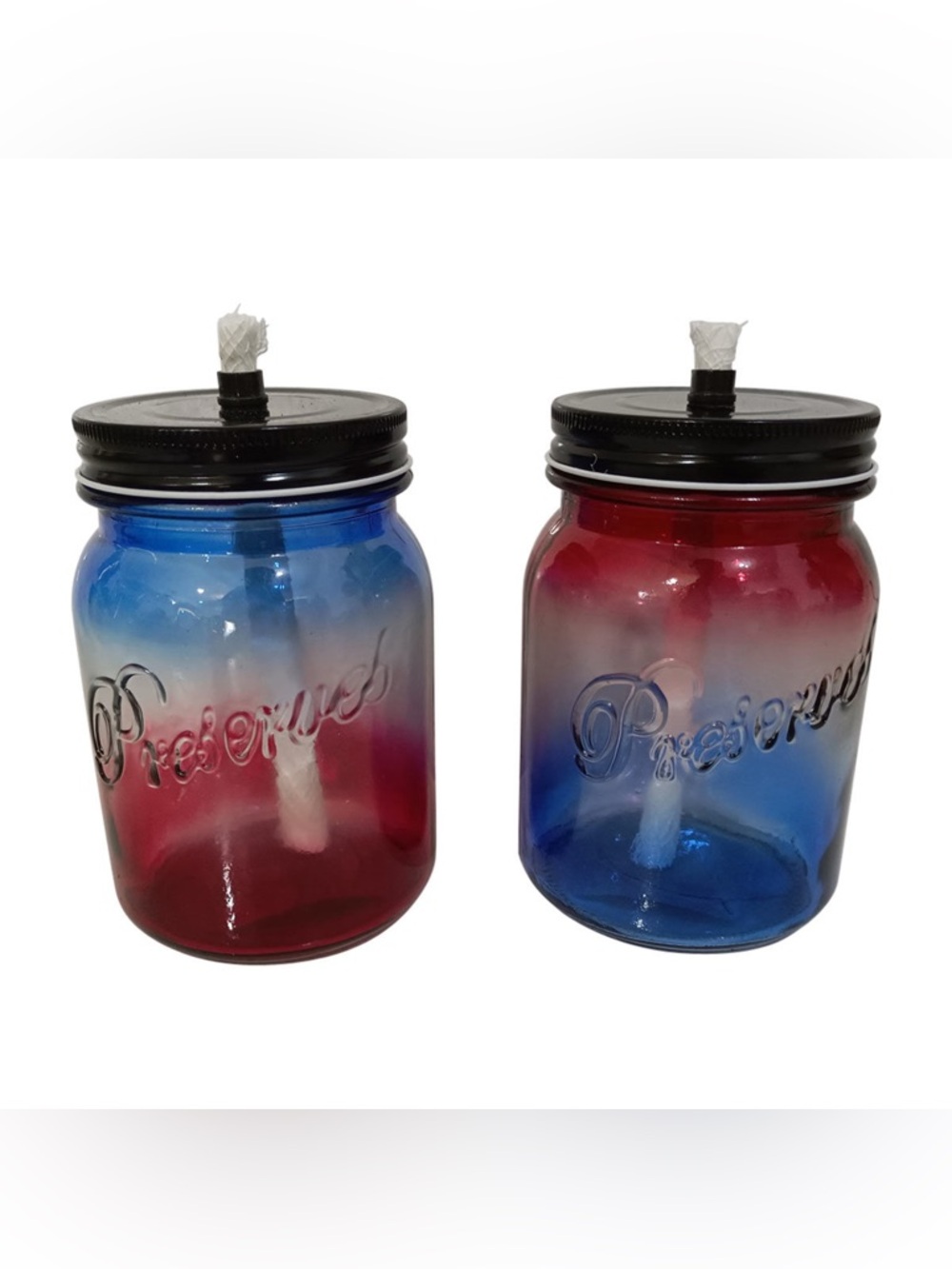 Patriotic Torch Mason Jar Set of 2